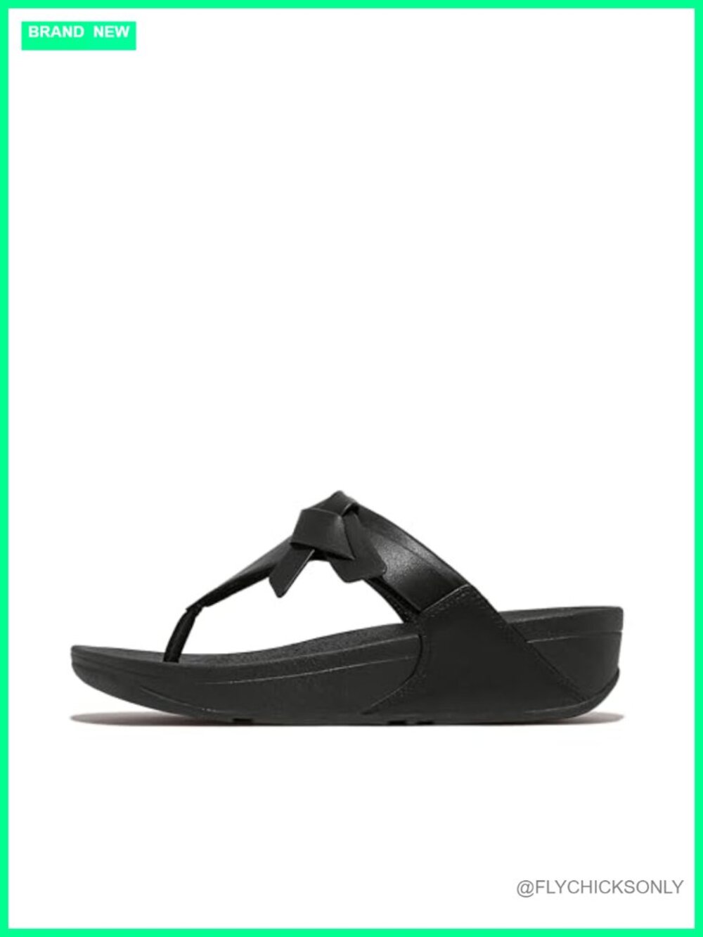 FitFlop Lulu Folded-Knot Leather Toe-Post Sandals Wedge Comfort